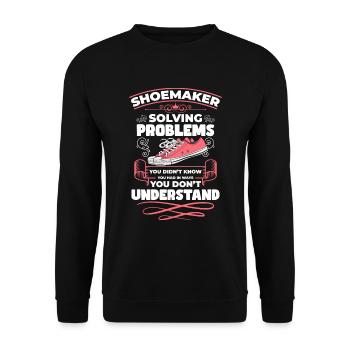Schuster Arbeit Handwerker Arbeiten - Unisex Pullover - Schwarz - Vorne - Alina (178cm) & Michal (187cm)