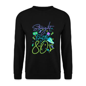 80er Leuchtreklame - Unisex Pullover - Schwarz - Vorne - Alina (178cm) & Michal (187cm)