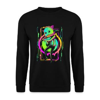 Cyberpunk Streetwear Gamer Technik - Unisex Pullover - Schwarz - Vorne - Alina (178cm) & Michal (187cm)