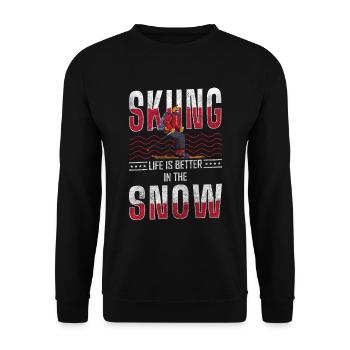 Skifahrer Skier Schnee - Unisex Pullover - Schwarz - Vorne - Alina (178cm) & Michal (187cm)