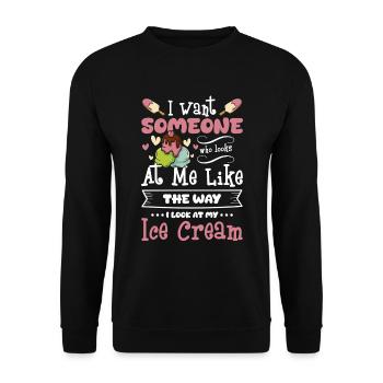 Eiscreme Süß Waffel Frozen Yogurt - Unisex Pullover - Schwarz - Vorne - Alina (178cm) & Michal (187cm)