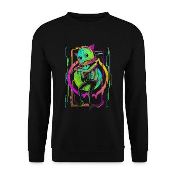 Cyberpunk Roboter Neon Manga - Unisex Pullover - Schwarz - Vorne - Alina (178cm) & Michal (187cm)