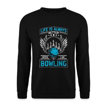 Bowling Pin Winner Bowling Club - Unisex Sweatshirt - black - Front - Alina (178cm) & Michal (187cm)