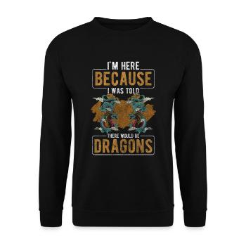 Drache Fabelwesen Mittelalter Fantasy - Unisex Pullover - Schwarz - Vorne - Alina (178cm) & Michal (187cm)
