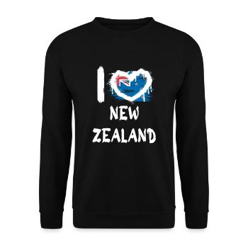 I love New Zealand / Ich Liebe Neuseeland Land - Unisex Sweatshirt - black - Front - Alina (178cm) & Michal (187cm)