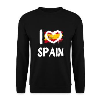 I love Spain / Ich Liebe Spanien Land Länder - Unisex Pullover - Schwarz - Vorne - Alina (178cm) & Michal (187cm)