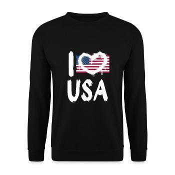 I love USA / Ich Liebe USA Land Länder - Unisex Pullover - Schwarz - Vorne - Alina (178cm) & Michal (187cm)