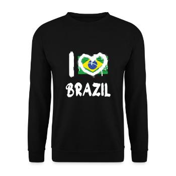 I love Brazil / Ich Liebe Brasilien Land Länder - Unisex Pullover - Schwarz - Vorne - Alina (178cm) & Michal (187cm)