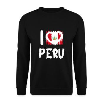 I love Peru / Ich Liebe Peru Land Länder - Unisex Pullover - Schwarz - Vorne - Alina (178cm) & Michal (187cm)