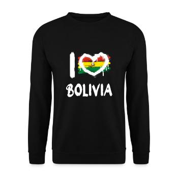 I love Bolivia / Ich Liebe Bolivien Land Länder - Unisex Pullover - Schwarz - Vorne - Alina (178cm) & Michal (187cm)