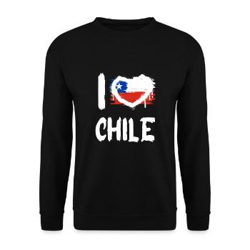 I love Chile / Ich Liebe Chile Land Länder - Unisex Pullover - Schwarz - Vorne - Alina (178cm) & Michal (187cm)