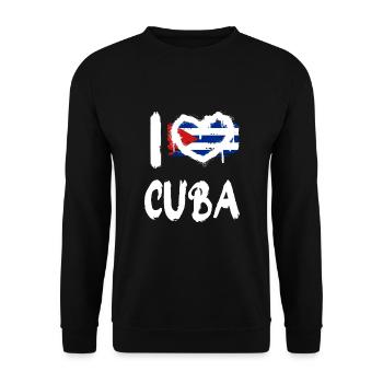 I love Cuba / Ich Liebe Cuba Land Länder - Unisex Pullover - Schwarz - Vorne - Alina (178cm) & Michal (187cm)