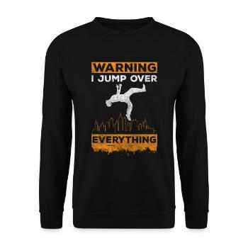 Freerunning Sportlich Mut Geschwindigkeit - Unisex Pullover - Schwarz - Vorne - Alina (178cm) & Michal (187cm)