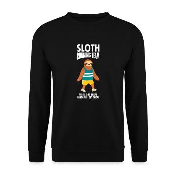 Sloth Running Team - Marathon Läufer Joggen - Unisex Pullover - Schwarz - Vorne - Alina (178cm) & Michal (187cm)