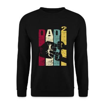 Papa Père de 2 enfants Jumeaux Fils Fille - Sweat-shirt Unisexe - noir - Devant - Alina (178cm) & Michal (187cm)