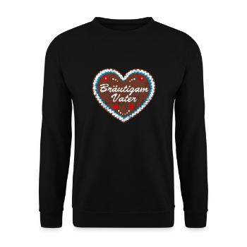 Lebkuchenherz "Bräutigam Vater" - Unisex Pullover - Schwarz - Vorne - Alina (178cm) & Michal (187cm)