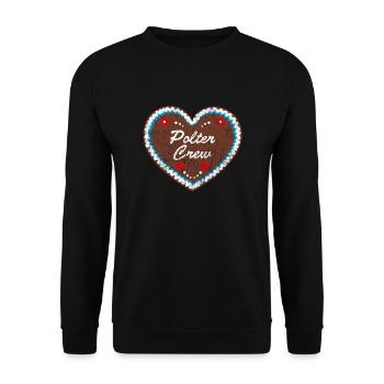 Lebkuchenherz "Polter Crew" grunge look - Unisex Pullover - Schwarz - Vorne - Alina (178cm) & Michal (187cm)