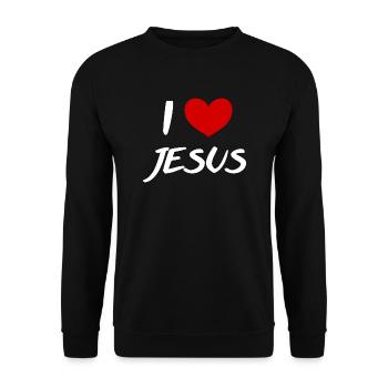 I love Jesus – Liebe Christ Gott Kirche Glaube w - Unisex Pullover - Schwarz - Vorne - Alina (178cm) & Michal (187cm)