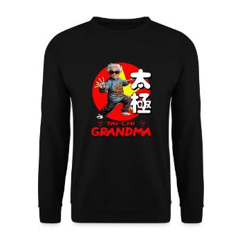 Funny Tai Chi Grandma - Unisex Sweatshirt - black - Front - Alina (178cm) & Michal (187cm)