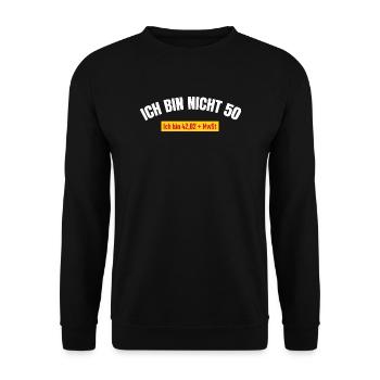 Ich bin nicht 50 MwSt - Unisex Pullover - Schwarz - Vorne - Alina (178cm) & Michal (187cm)