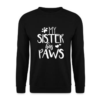 My Sister Has Paws (Hunde) - weiß - Unisex Pullover - Schwarz - Vorne - Alina (178cm) & Michal (187cm)