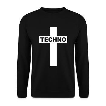 Techno - Techno music - Techno Religion - Geschenk - Unisex Pullover - Schwarz - Vorne - Alina (178cm) & Michal (187cm)