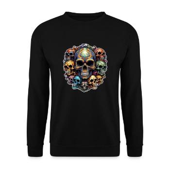 Decorative Large Skull with Small Skulls - Unisex Sweatshirt - black - Front - Alina (178cm) & Michal (187cm)