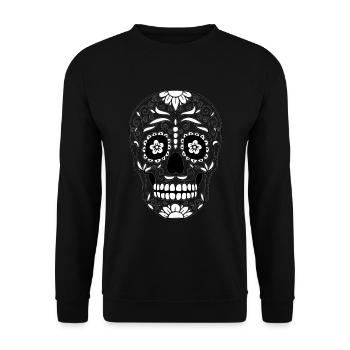 Skull Flowers - Unisex Sweatshirt - black - Front - Alina (178cm) & Michal (187cm)