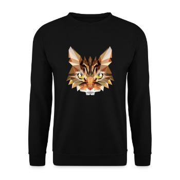 Katze polygonal Kater Tigerkatze - Unisex Pullover - Schwarz - Vorne - Alina (178cm) & Michal (187cm)