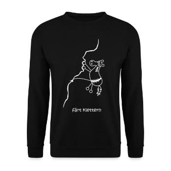 färt klettern, klettert, Pferd mit Rädern, climb - Unisex Pullover - Schwarz - Vorne - Alina (178cm) & Michal (187cm)