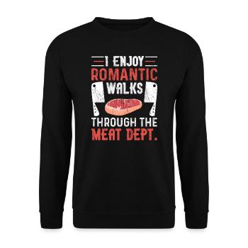 I Enjoy Romantic Walks Thorugh The Meat Dept. BBQ - Unisex Sweatshirt - black - Front - Alina (178cm) & Michal (187cm)