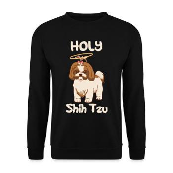 Holy Shih tzu. Hunde Rasse Engel Süß Hund - Unisex Pullover - Schwarz - Vorne - Alina (178cm) & Michal (187cm)