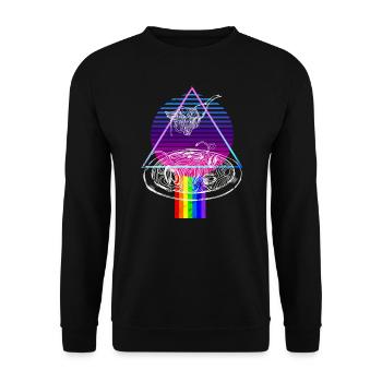 Vaporwave Pasta Retro Sunset Rainbow Spaghetti Lov - Unisex Pullover - Schwarz - Vorne - Alina (178cm) & Michal (187cm)