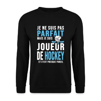Hockey joueur parfait humour Hockey sur glace - Sweat-shirt Unisexe - noir - Devant - Alina (178cm) & Michal (187cm)