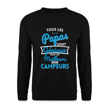Papas géniaux mais les meilleurs sont Campeurs - Sweat-shirt Unisexe - noir - Devant - Alina (178cm) & Michal (187cm)