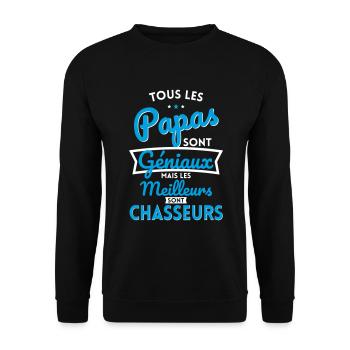Papas géniaux mais les meilleurs sont Chasseurs - Sweat-shirt Unisexe - noir - Devant - Alina (178cm) & Michal (187cm)