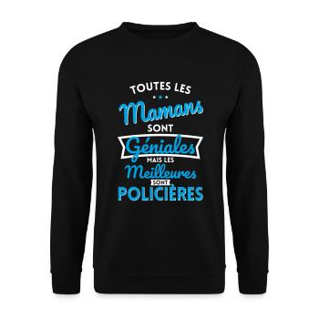 Mamans géniales les meilleures sont Policières - Sweat-shirt Unisexe - noir - Devant - Alina (178cm) & Michal (187cm)