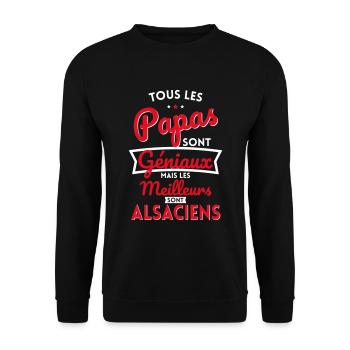 Papas géniaux mais les meilleurs sont Alsaciens - Sweat-shirt Unisexe - noir - Devant - Alina (178cm) & Michal (187cm)