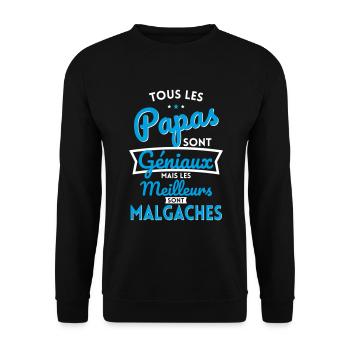 Papas géniaux mais les meilleurs sont Malgaches - Sweat-shirt Unisexe - noir - Devant - Alina (178cm) & Michal (187cm)