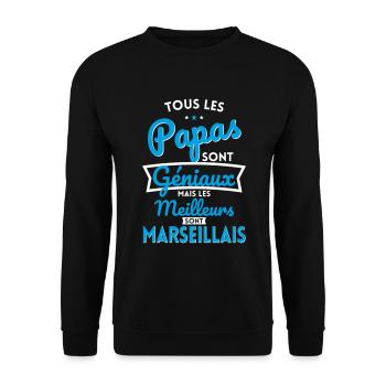 Papas géniaux mais les meilleurs sont Marseillais - Sweat-shirt Unisexe - noir - Devant - Alina (178cm) & Michal (187cm)