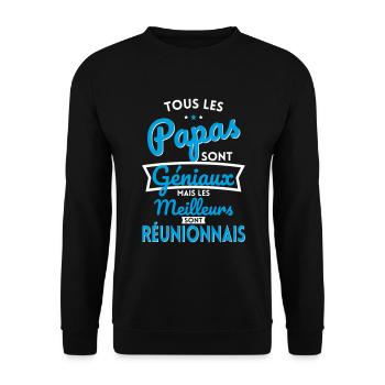Papas géniaux mais les meilleurs sont Réunionnais - Sweat-shirt Unisexe - noir - Devant - Alina (178cm) & Michal (187cm)