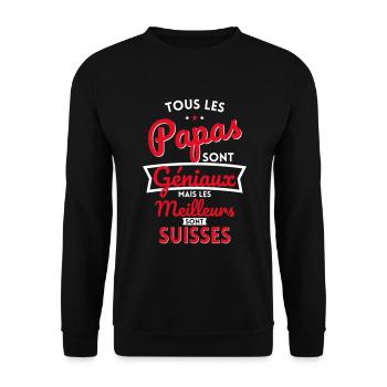 Papas géniaux mais les meilleurs sont Suisses - Sweat-shirt Unisexe - noir - Devant - Alina (178cm) & Michal (187cm)