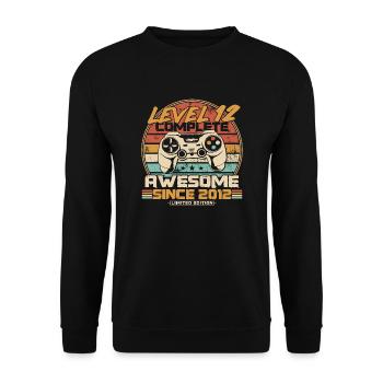 12th Birthday Gamer Born in 2012 - Unisex Sweatshirt - black - Front - Alina (178cm) & Michal (187cm)