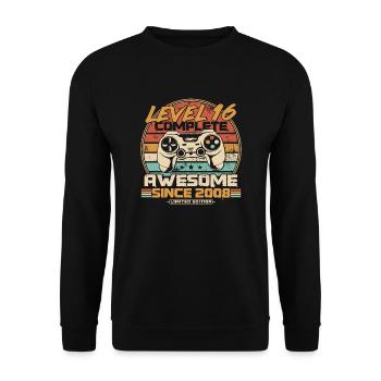 16th Birthday Gamer born in 2008 - Unisex Sweatshirt - black - Front - Alina (178cm) & Michal (187cm)