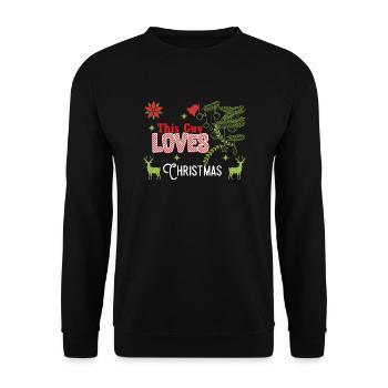 Weihnachten Guy Love Christmas Xmas Geschenk - Unisex Pullover - Schwarz - Vorne - Alina (178cm) & Michal (187cm)