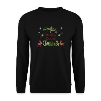 Weihnachten Guy Love Christmas Xmas Geschenk - Unisex Pullover - Schwarz - Vorne - Alina (178cm) & Michal (187cm)