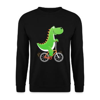 Crocodile with Bike Alligator Cyclist Bike - Unisex Sweatshirt - black - Front - Alina (178cm) & Michal (187cm)