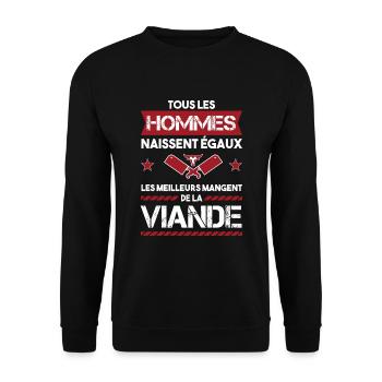 mangeur de viande | cadeau pas végan | viandard - Sweat-shirt Unisexe - noir - Devant - Alina (178cm) & Michal (187cm)
