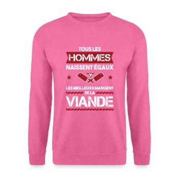 mangeur de viande | cadeau pas végan | viandard - Sweat-shirt Unisexe - rose - Devant