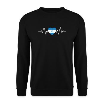 Israel Heartbeat - Unisex Pullover - Schwarz - Vorne - Alina (178cm) & Michal (187cm)